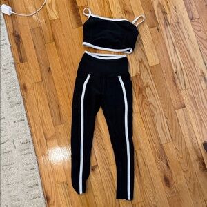 Striped High-Waist Leggings and Cropped Tank Set